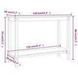 Console Table White 110x40x80 cm Solid Wood Pine 822283