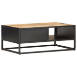 Coffee Table with Carved Door 90x55x36 cm Rough Mango Wood 320946