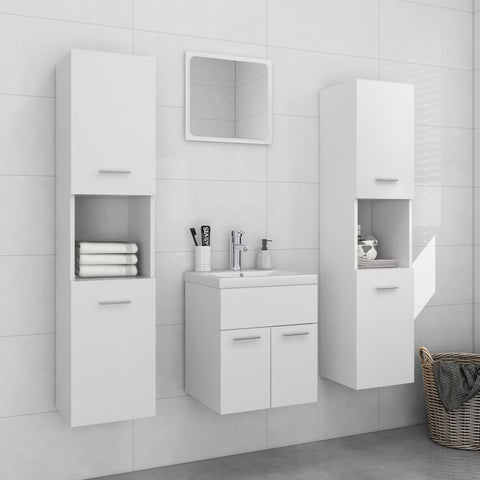 ZNTS Bathroom Furniture Set White Engineered Wood 3071216