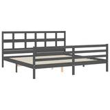 Bed Frame without Mattress Grey 200x200 cm Solid Wood 3194853
