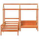 Bed and Bench Set with Roof without Mattress Wax Brown 90x190 cm Single 3282182