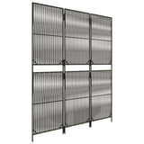 Room Divider 3 Panels Grey Poly Rattan 365374