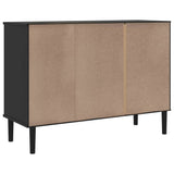 Sideboard Black Solid pine wood, Engineered wood, Poly rattan Large 358030