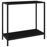 Console Table Black Tempered Glass & Powder-Coated Steel Medium 322832