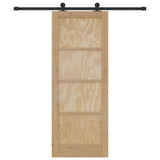 Sliding Door Natural and Black 78 x 202 cm Solid Pine Wood 3333330