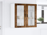 Wall Glass Cabinet PORTO Old Wood 80 x 31 x 100 cm 885513