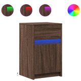 Bedside Cabinet with LED Lights Brown Oak Engineered Wood 852010