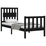 Bed Frame without Mattress Black Small Single Solid Wood Pine 3192390