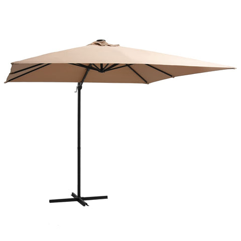 ZNTS Cantilever Garden Parasol with LED lights and Steel Pole 250x250 cm Taupe 46995