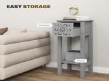 Set of Two Elegant Floral Cut-Out Side Tables - Grey T3398P344559