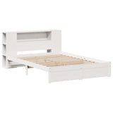 Bookcase Bed without Mattress White 140x200cm Solid Wood Pine 3322360