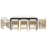 Garden Dining Set 9 pcs Beige Powder-Coated Steel 3380664