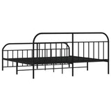Metal Bed Frame without Mattress with Footboard Black 200x200cm 353660