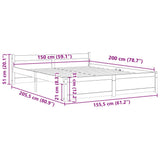 Bed Frame without Mattress Solid Wood 150x200 cm King Size King Size 815049