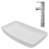 Bathroom Basin with Mixer Tap Ceramic Rectangular White 275493
