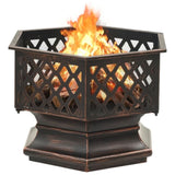 Rustic Fire Pit with Poker 62x54x56 cm XXL Steel 360060