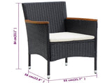 Garden Dining Set Black Solid acacia wood 5 Piece 3095866
