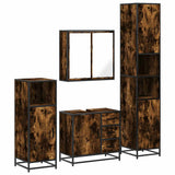 4 Piece Bathroom Furniture Set Smoked Oak Engineered Wood 3301197