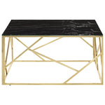 ZNTS Coffee Table Gold Stainless Steel and Tempered Glass 349956