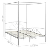 Bed Frame without Mattress with Canopy White 140x200 cm Metal 284429
