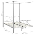 ZNTS Bed Frame without Mattress with Canopy White 140x200 cm Metal 284429