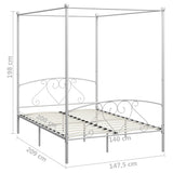 ZNTS Bed Frame without Mattress with Canopy White 140x200 cm Metal 284429