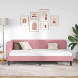 Corner Bed Frame with Headboard Pink 90 x 190 cm Velvet 42016599