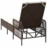 Sun Lounger Brown and Cream White 55 x 200 x 92 cm Poly Rattan 365426