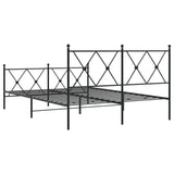 Metal Bed Frame without Mattress with Footboard Black 140x200cm 376521