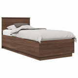 Bed Frame with Headboard Brown Oak 90 x 200 cm Engineered Wood 3408214