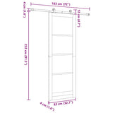 Sliding Door Brown 83 x 232 cm Solid Pine Wood 3333396