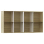 ZNTS Book Cabinet/TV Cabinet White and Sonoma Oak 36x30x114 cm Engineered Wood 800158