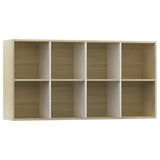 ZNTS Book Cabinet/TV Cabinet White and Sonoma Oak 36x30x114 cm Engineered Wood 800158