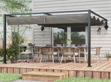 2 x 3 Lean To Steel Pergola, with Moving Fabric Canopy - Dark Grey T3398P314122