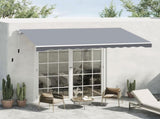 2.5m x 2m Garden Patio Manual Awning Canopy Sun Shade Shelter Retractable with Winding Handle Grey T3398P317561