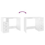 ZNTS Desk with Drawers High Gloss White 102x50x76 cm Engineered Wood 823034