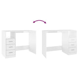 ZNTS Desk with Drawers High Gloss White 102x50x76 cm Engineered Wood 823034