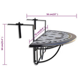 Hanging Balcony Table Black and White Mosaic 41125