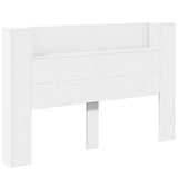 Storage Headboard with LED White Engineered Wood 3418682