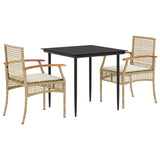 Garden Dining Set Beige, Black, Cream White 3213624