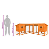 Outdoor Rabbit Hutch with Run Brown Solid Fir Wood 170872
