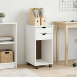 Rolling Cabinet White 34 x 39 x 65.5 cm Solid Pine Wood 42028353