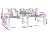 Handcarved Rose Bench Natural 155 x 60 x 94 cm Solid Teak Wood 42030024