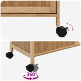 Kitchen Trolley with Wheels Natural 90.5 x 36 x 86.5 cm Bamboo 42028293