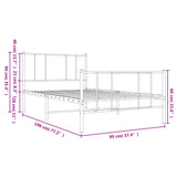 Metal Bed Frame without Mattress with Footboard Black 90x190cm 352490