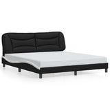 Bed Frame with LED without Mattress "Hvar" Black and White 180x200 cm 3213953