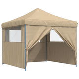 Foldable Party Tent Pop-Up with 4 Sidewalls Beige 4004928