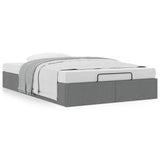 Ottoman Bed Frame without Mattress Dark Grey Double Fabric 3310920