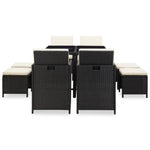 9 Piece Outdoor Dining Set with Cushions Poly Rattan Black 42597