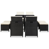 Patio Furniture Black Steel, PE Rattan, Glass, Polyester 42597